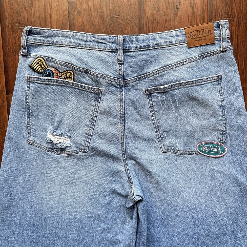 Von Dutch Super Wide Leg Jeans Y2K Baggy Women’s 31 -Fits 36” Waist Embroidered - Picture 14 of 16